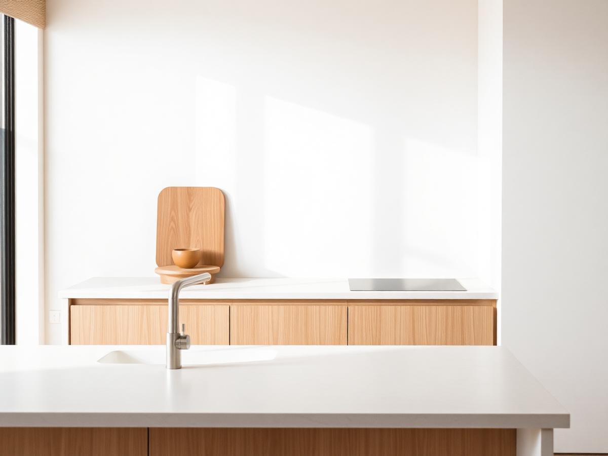 Spotless minimal kitchen bench